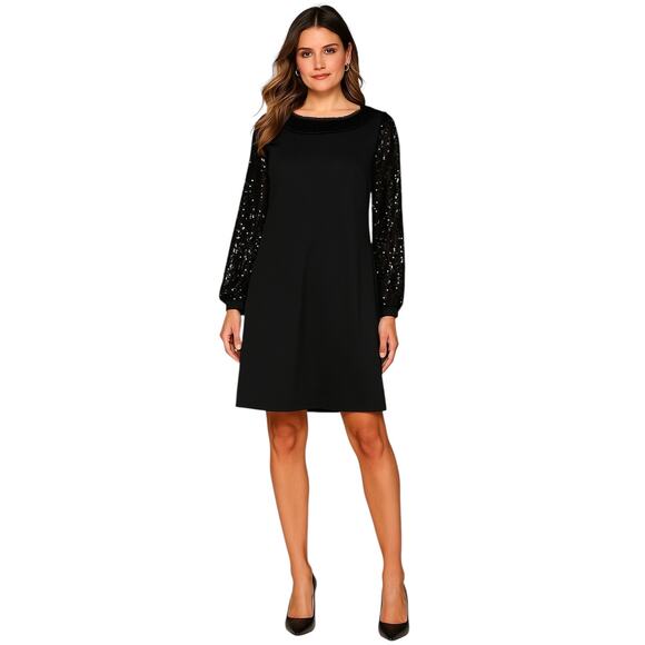 Tory Burch Sequin Sleeve  Black Dress Sheath MEDIUM Designer Cocktail Party - Picture 16 of 16